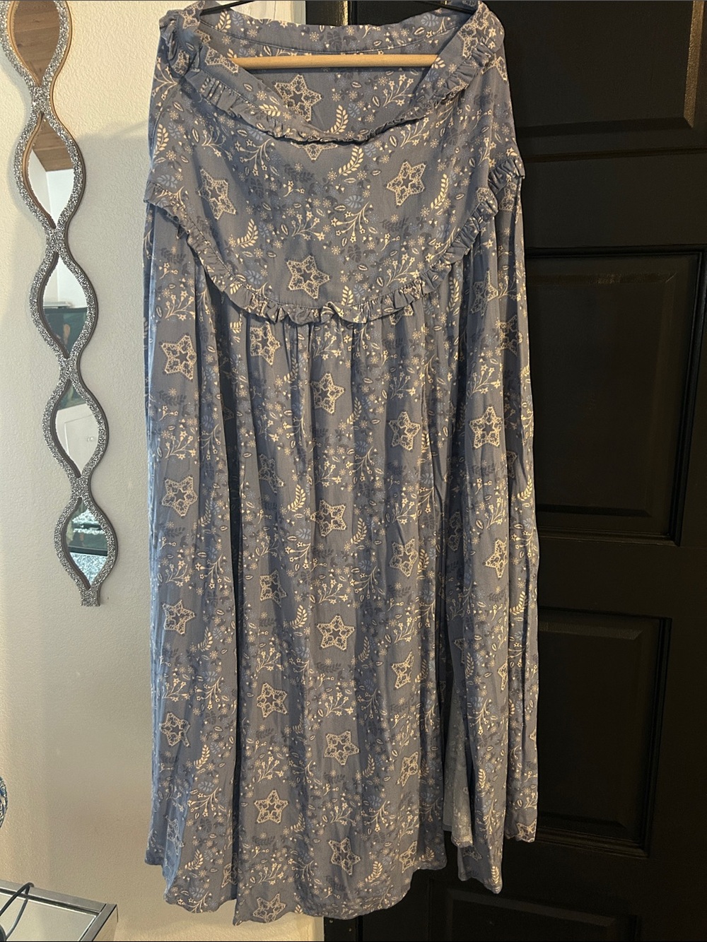 Spell Blue Star & Floral Maxi Skirt